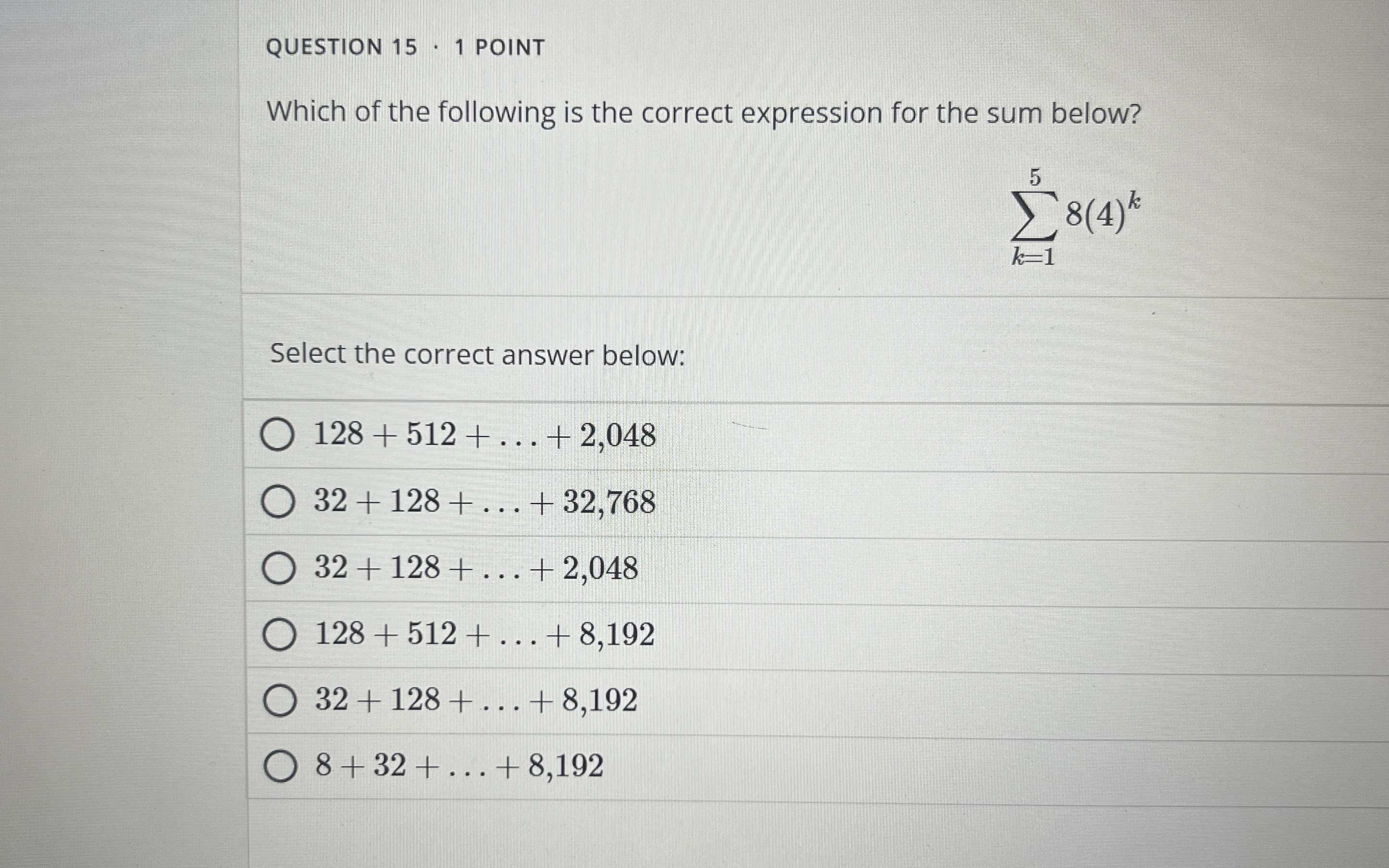 QUESTION 15 - 1 ﻿POINTWhich of the following is the | Chegg.com