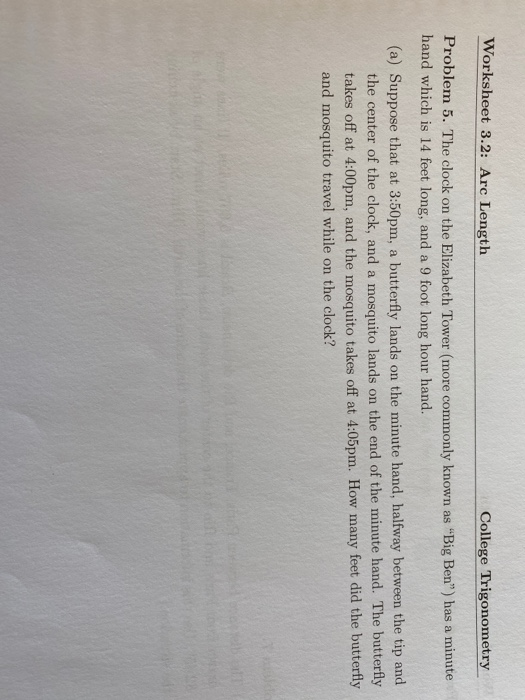 Solved Worksheet 3.2: Arc Length College Trigonometry | Chegg.com