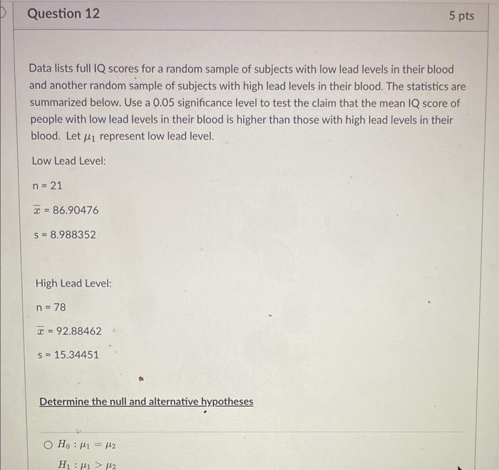 Solved Data lists full IQ scores for a random sample of | Chegg.com
