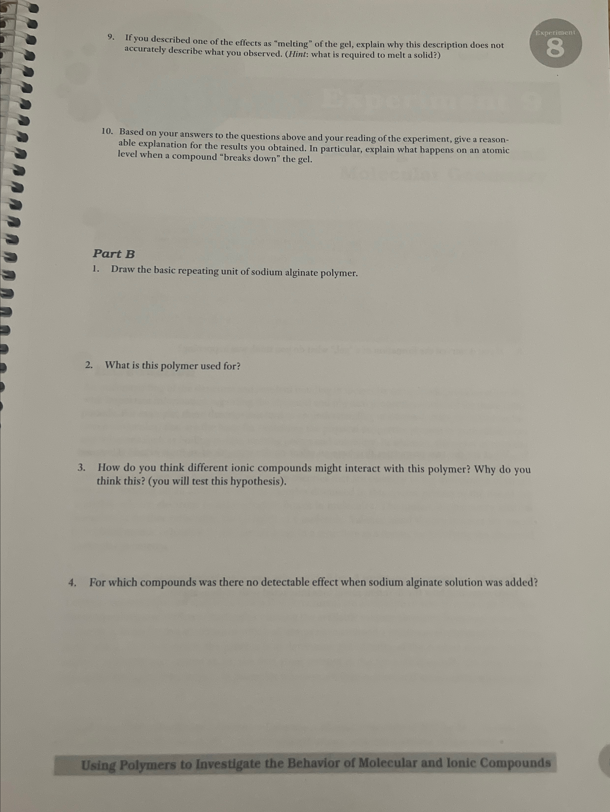 Solved I need help with these questions for Chem 121 ﻿Lab. | Chegg.com