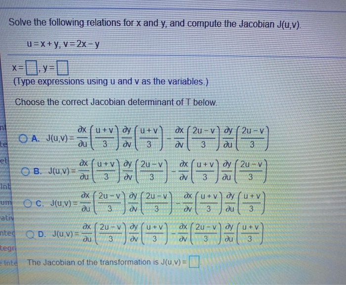 Solved Solve The Following Relations For X And Y And Com Chegg Com