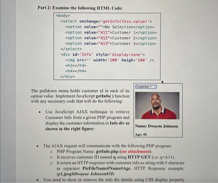 Solved Part 2: Examine the following HTML Code: