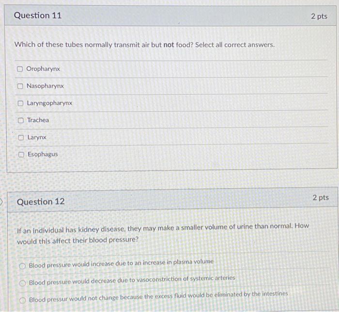 Solved Which of these tubes normally transmit air but not | Chegg.com