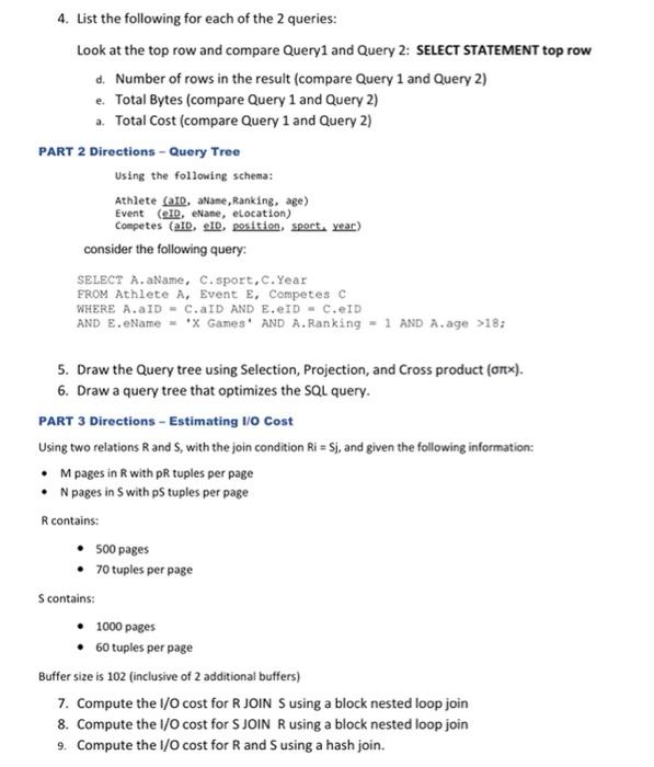 Solved PART 1 Directions - Query Optimization 1. Log on to | Chegg.com