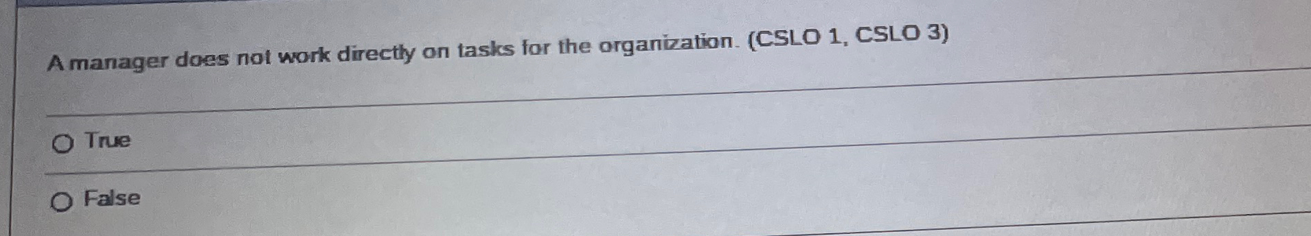 Solved A manager does not work directly on tasks for the | Chegg.com