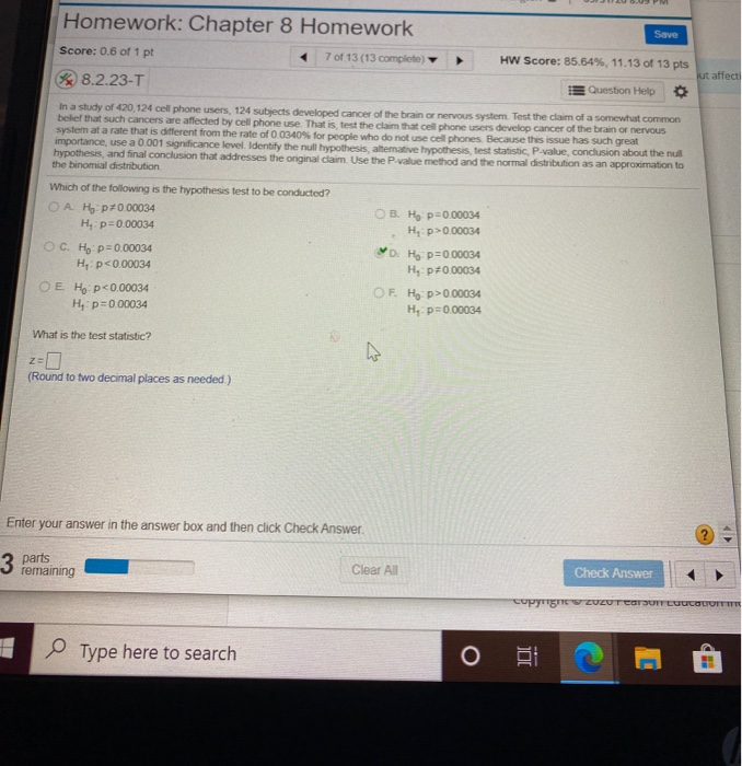 Solved Homework: Chapter 8 Homework Save Score: 0.6 of 1 pt | Chegg.com