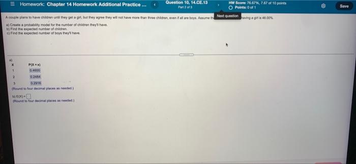 Solved Save Homework: Chapter 14 Homework Additional | Chegg.com