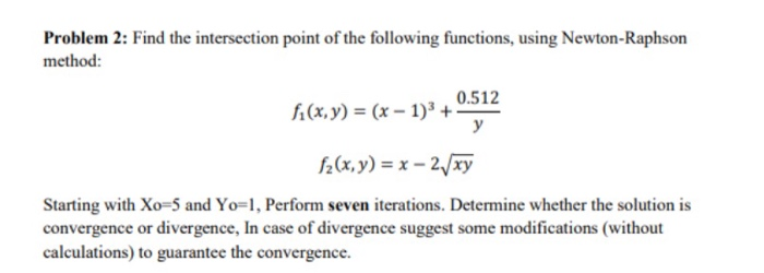 Solved Problem 2: Find the intersection point of the | Chegg.com