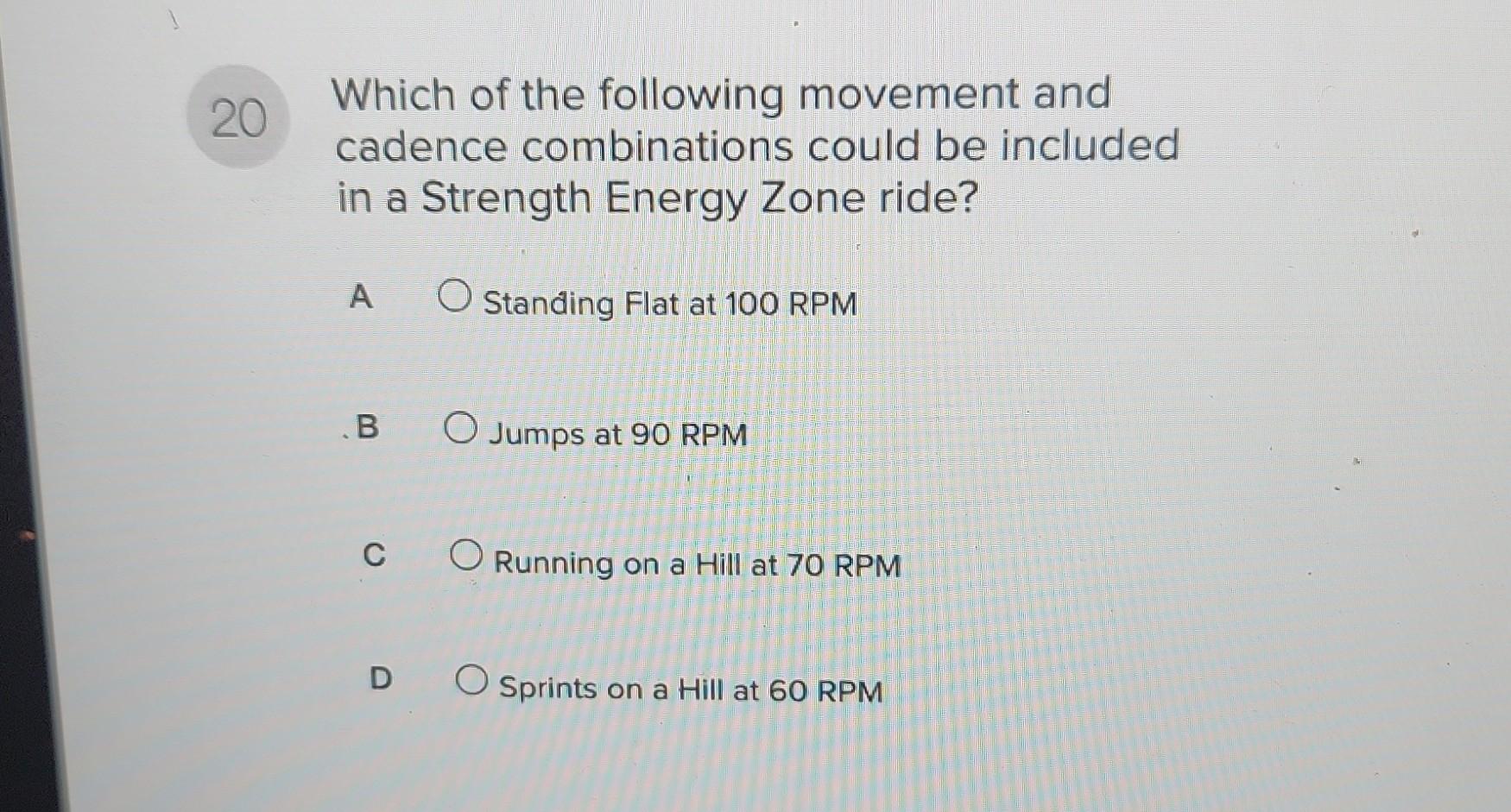 Which of the following movement and cadence