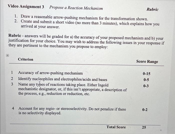 Solved Video Assignment 3 Propose a Reaction Mechanism | Chegg.com