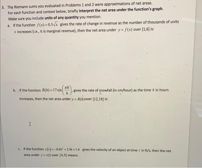 Solved 1. For each curve, draw the rectangles representing | Chegg.com