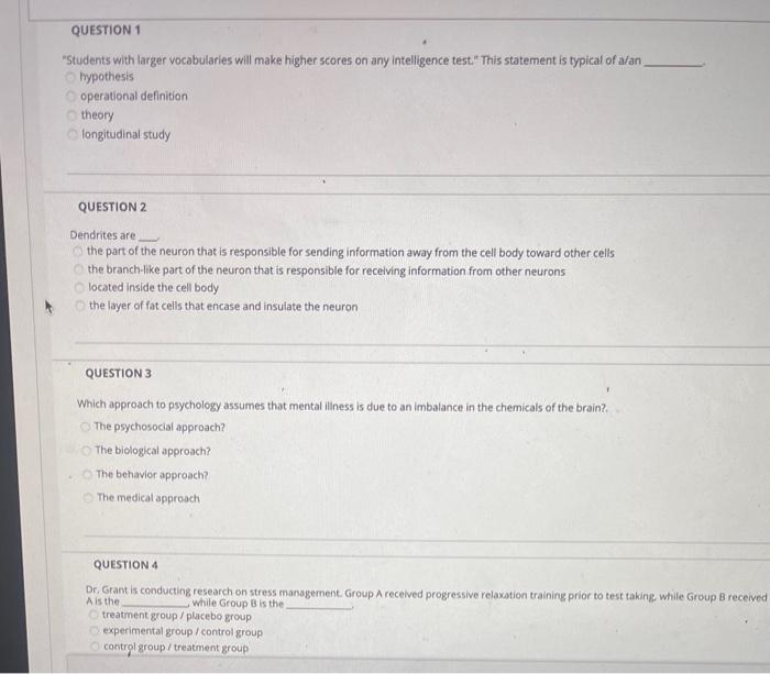 Solved QUESTION 1 &ldquo;Students with larger vocabularies will | Chegg.com