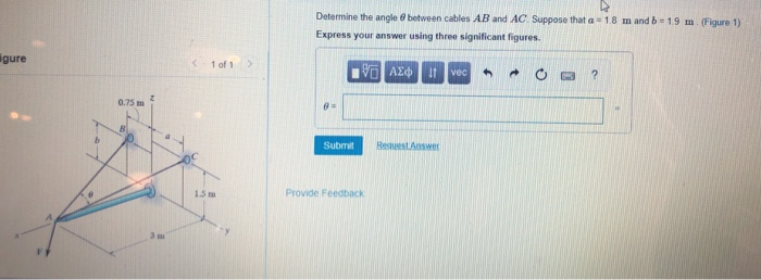 Solved Determine The Angle Between Cables AB And AC Suppose | Chegg.com