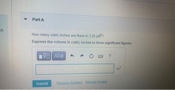 Solved How many cubic inches are there in 3.25yd3 ? Express | Chegg.com