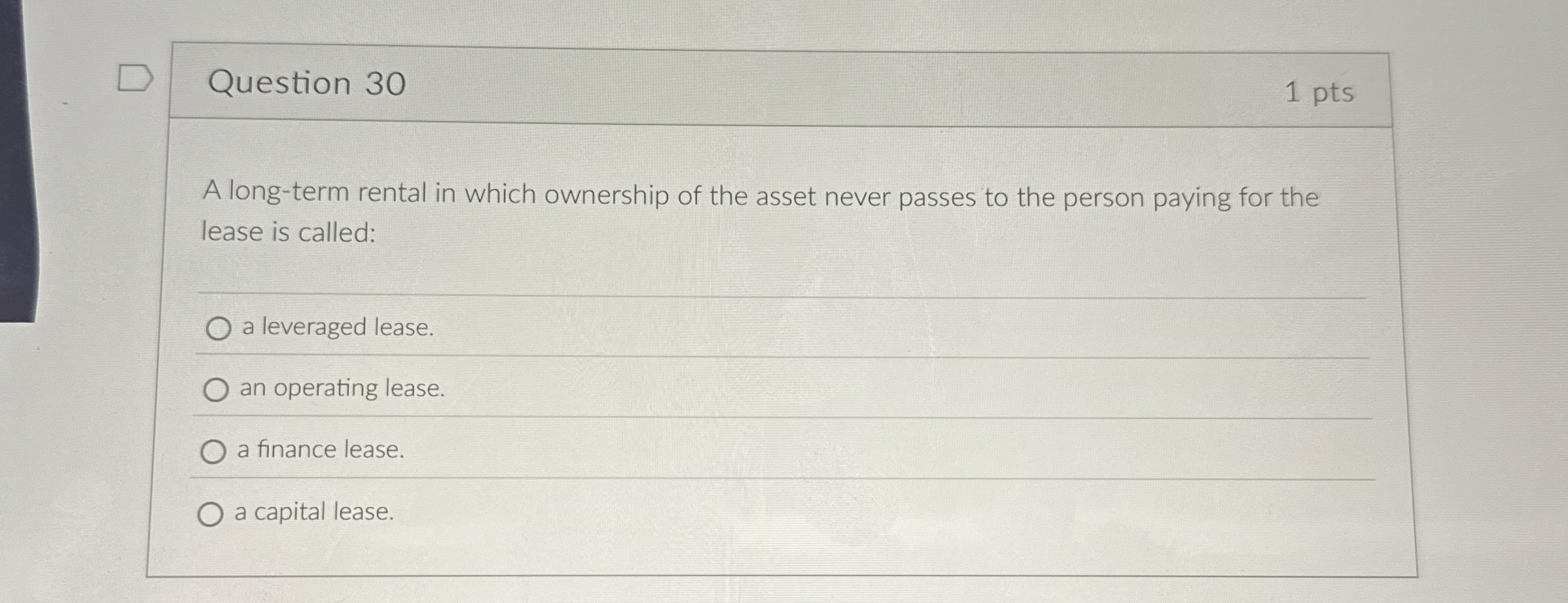 Solved Question Pts A Long Term Rental In Which Ow