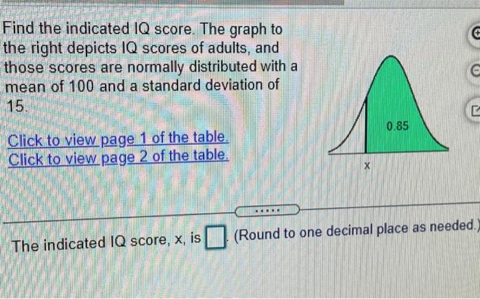 Solved G Find the indicated IQ score. The graph to the right
