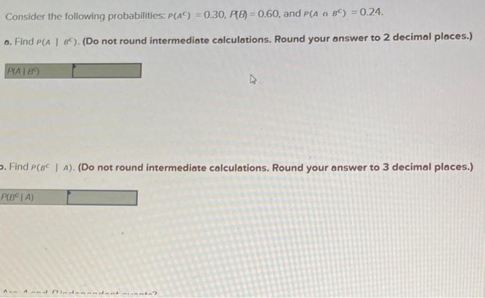 Solved Consider the following probabilities: | Chegg.com