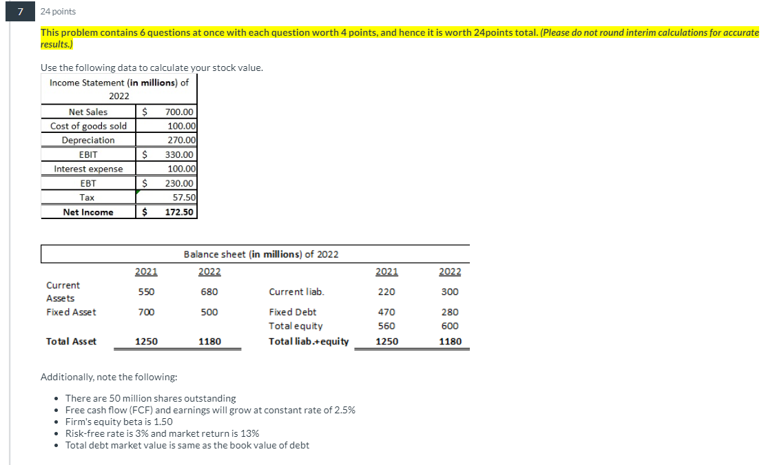 Solved Finance Practice Quiz Question (Picture Related)If We | Chegg.com