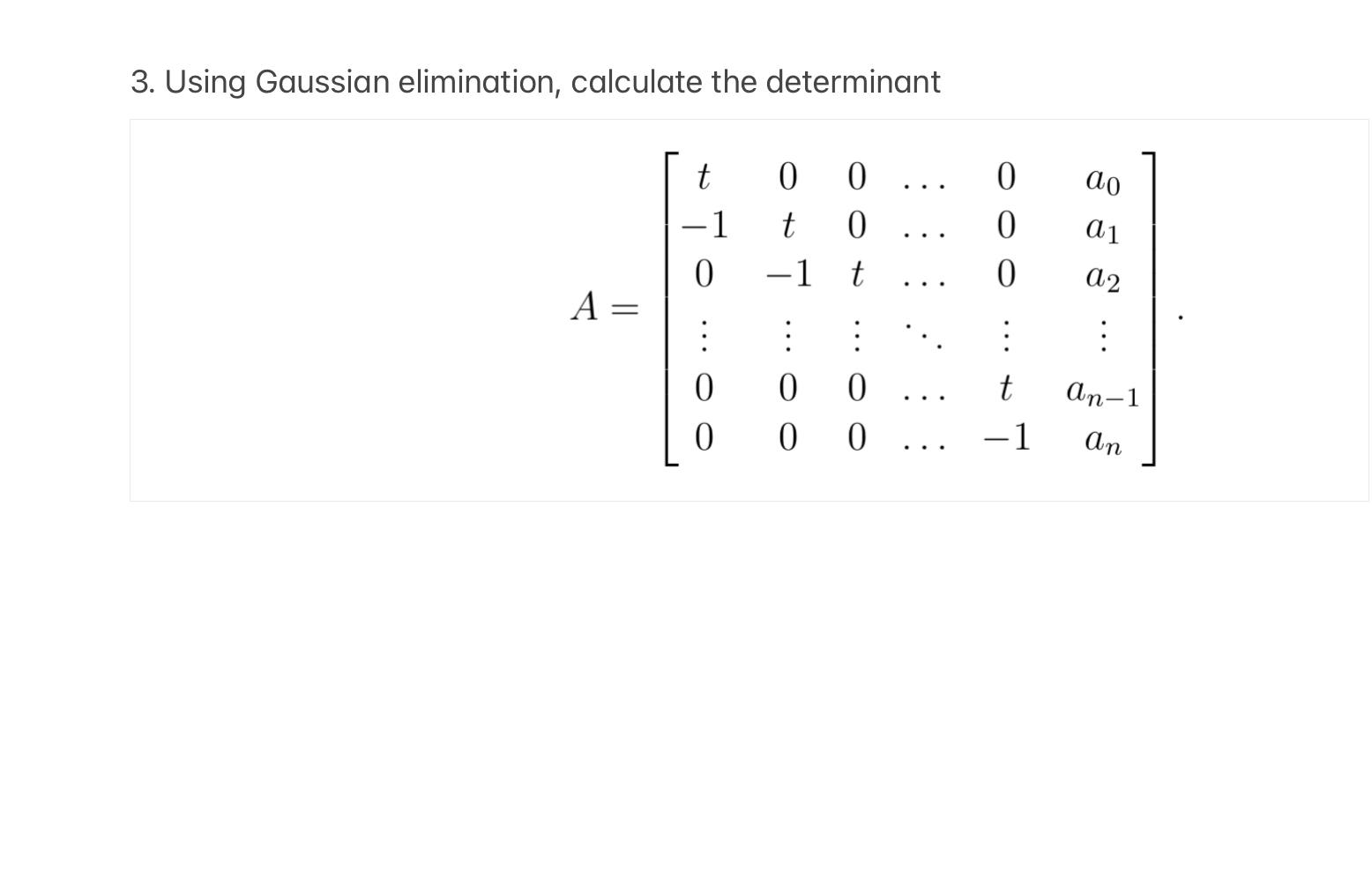 Using Gaussian elimination, calculate the | Chegg.com