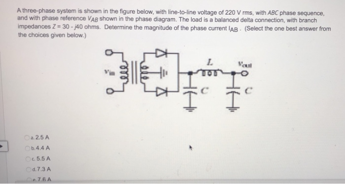 Solved A Three-phase System Is Shown In The Figure Below, | Chegg.com