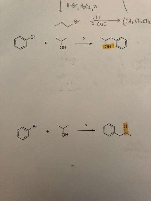 Solved | H-Br, H2O2, ? 1. Li Br 2 Cul (CH₃ CH₂ CH₂ o. Y ou | Chegg.com