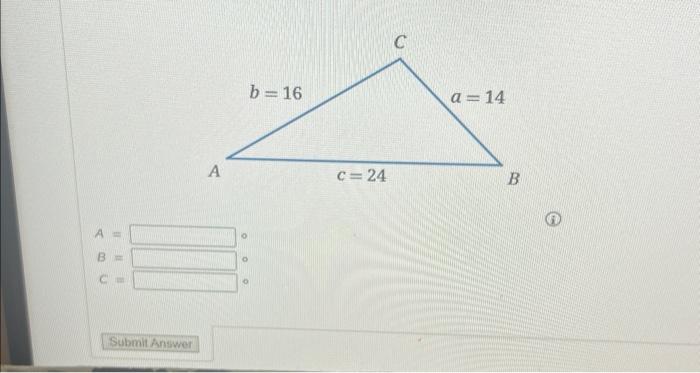 Solved use the law cosine to solve triangle riot and two | Chegg.com