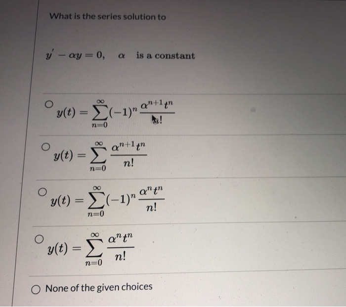 Solved What Is The Series Solution To Y Ay 0 A Is A Co Chegg Com