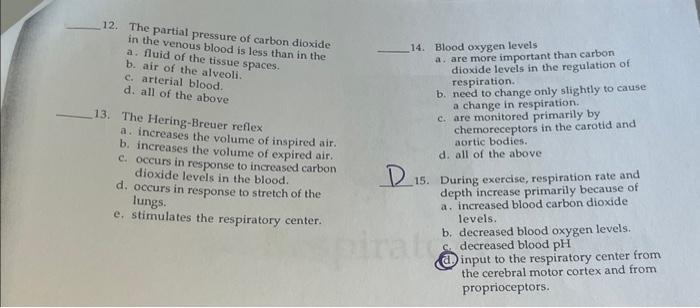 12. The partial pressure of carbon dioxide in the | Chegg.com