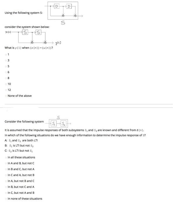 Solved D D Using the following systems: S consider the | Chegg.com
