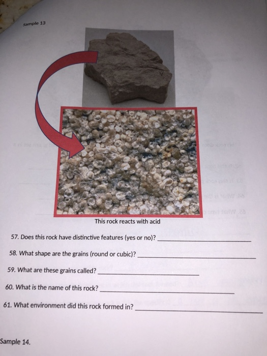 Solved Sample 13 This rock reacts with acid 57. Does this