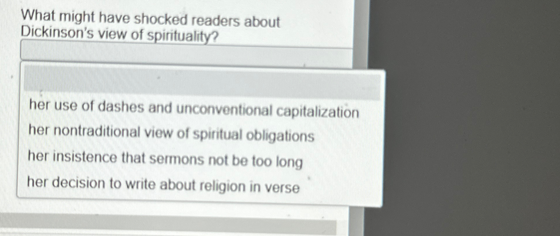 Solved What might have shocked readers about Dickinson's