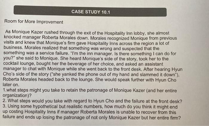 room for improvement case study monique