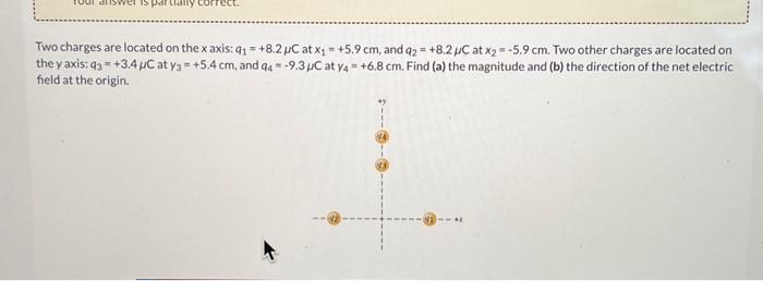Solved Two charges are located on the x axis: q1=+8.2μC at | Chegg.com