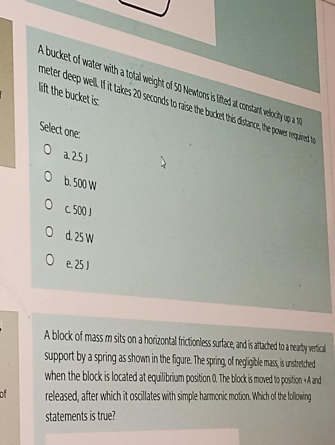 Solved A bucket of water with a total weight of 50 Newtons