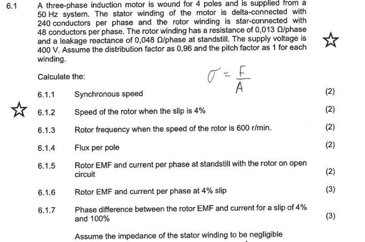 Solved 6.1 ﻿A three-phase induction motor is wound for 4 | Chegg.com