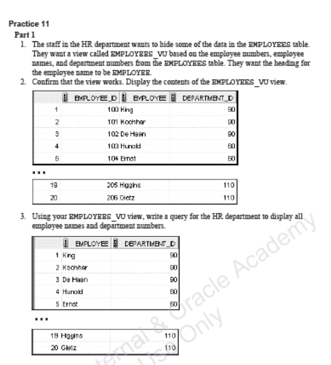 Solved Practice 11 Part 1 1. The staff in the HR department | Chegg.com