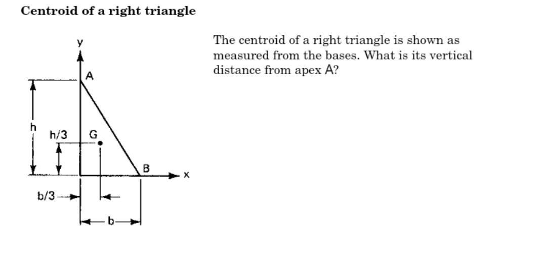 Solved Centroid of a right triangle у The centroid of a | Chegg.com