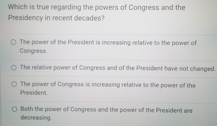 Solved Which Is True Regarding The Powers Of Congress And | Chegg.com