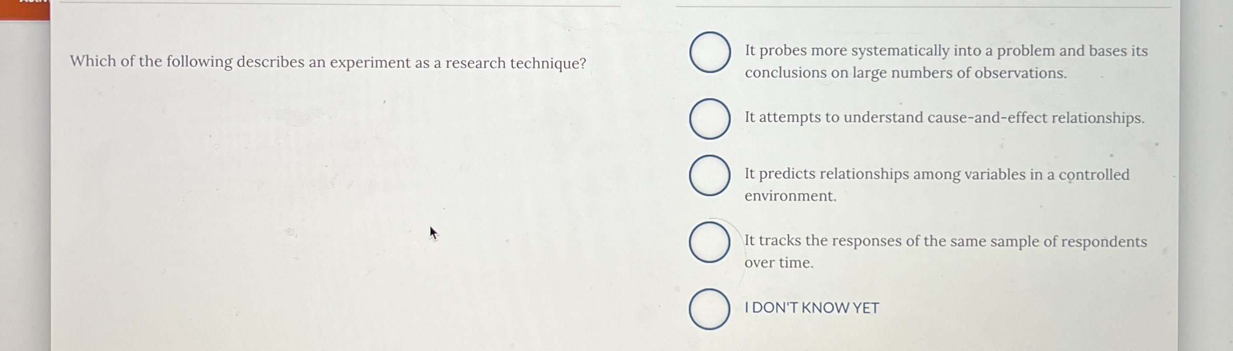 Solved Which of the following describes an experiment as a | Chegg.com