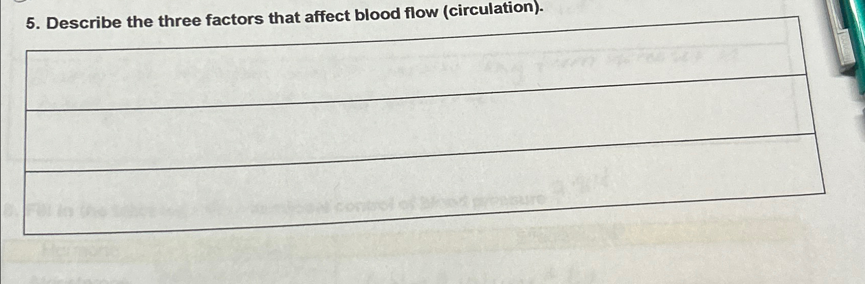 Solved Describe the three factors that affect blood flow | Chegg.com