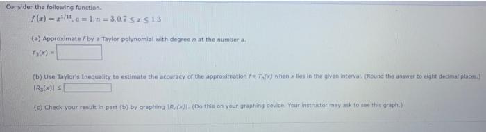 Solved Consider the following function (1)-1/11 =1, n = | Chegg.com