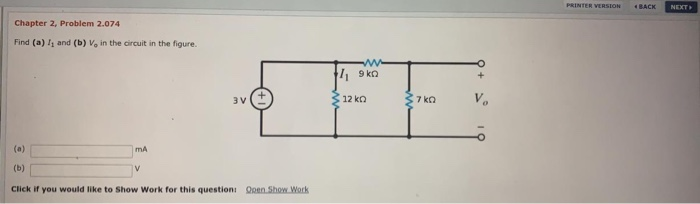 Solved Chapter 2, Problem 2.073 (Circuit Solution) Find I, | Chegg.com