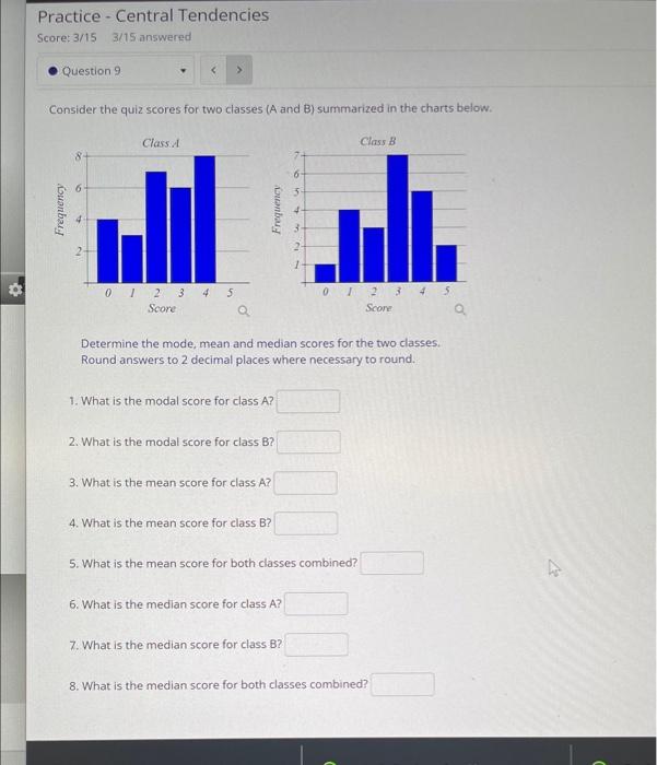 Solved Consider the quiz scores for two classes ( A and B ) | Chegg.com