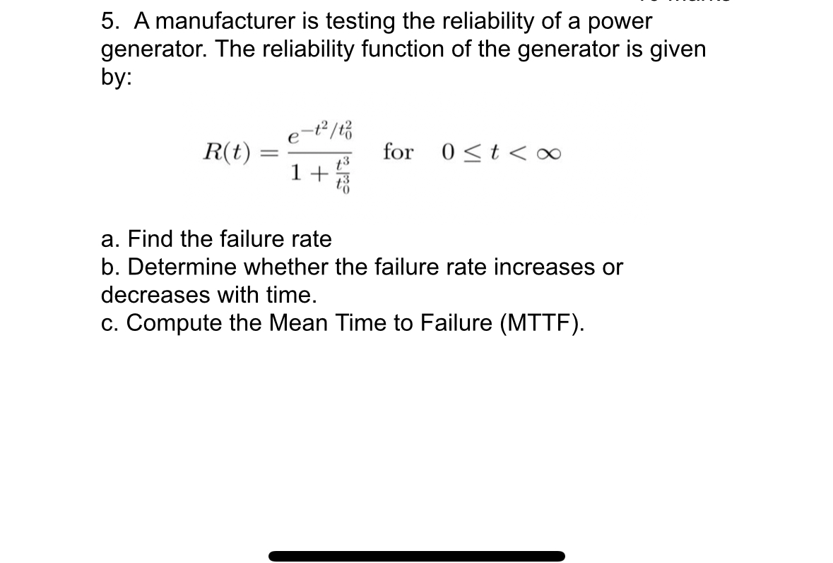 Solved A manufacturer is testing the reliability of a | Chegg.com