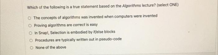 Solved Which of the following is a true statement based on | Chegg.com