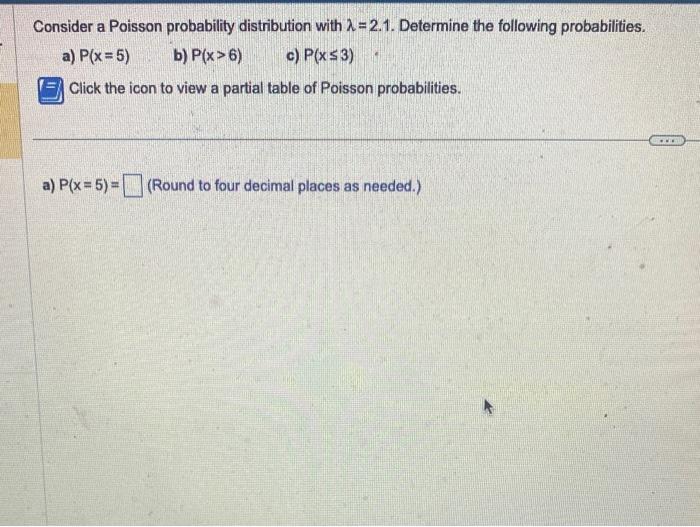 Solved Consider A Poisson Probability Distribution With | Chegg.com