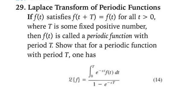 Solved 29. Laplace Transform Of Periodic Functions If F(t) | Chegg.com