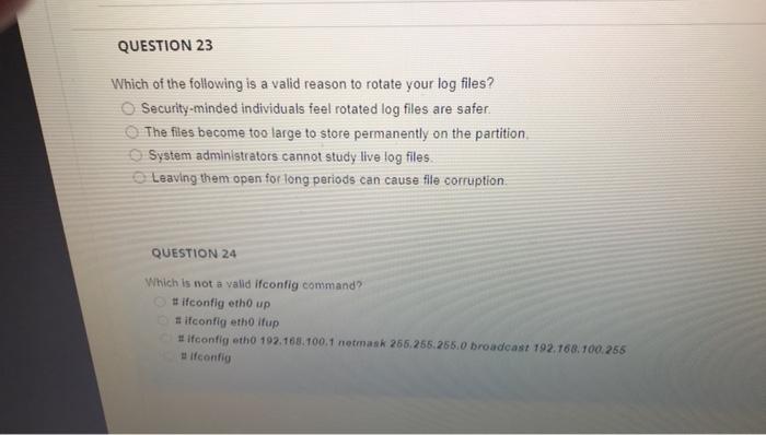 Solved QUESTION 23 Which of the following is a valid reason | Chegg.com