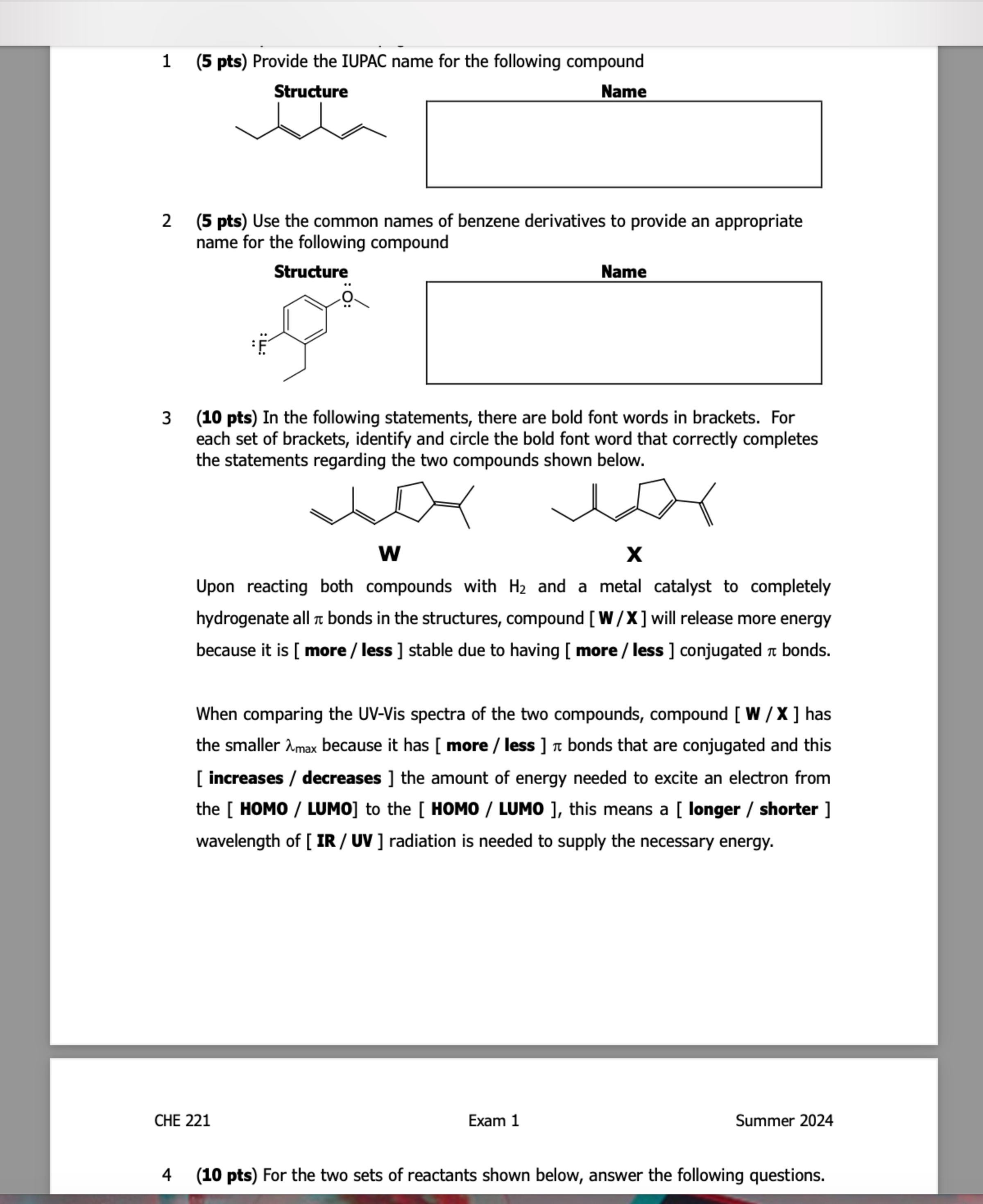 Solved 1 5 ﻿pts ﻿provide The Iupac Name For The Following 4438