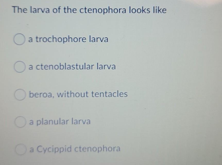 Solved The feature(s) that distinguish the ctenophora from | Chegg.com